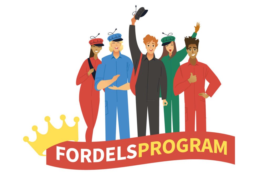 Illustrasjon av russ med fordelsprogram-logo for dugnadpartner